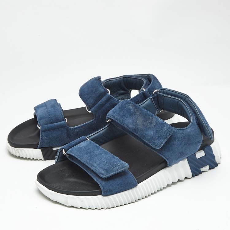 Pre Owned Hermes Blue Suede Junior Slingback Sandals Size 41