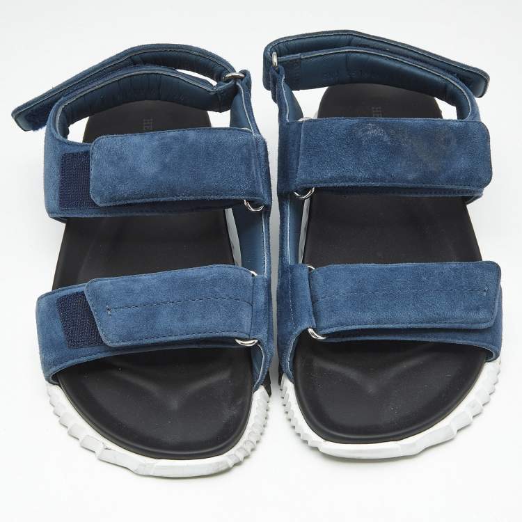 Pre Owned Hermes Blue Suede Junior Slingback Sandals Size 41