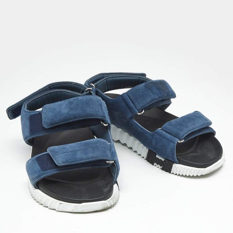 Pre Owned Hermes Blue Suede Junior Slingback Sandals Size 41
