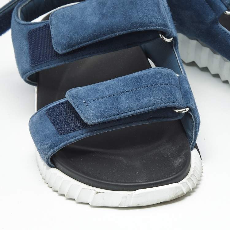 Pre Owned Hermes Blue Suede Junior Slingback Sandals Size 41