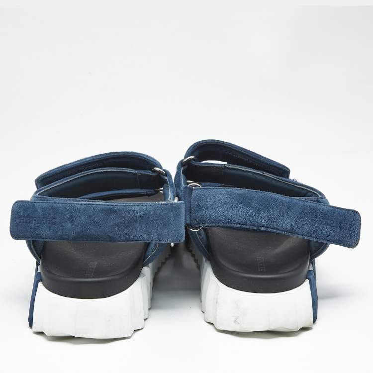 Pre Owned Hermes Blue Suede Junior Slingback Sandals Size 41