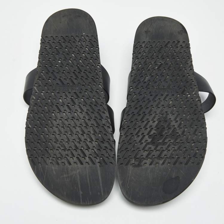 Pre Owned Hermes Black Leather Ankara Sandals Size 46
