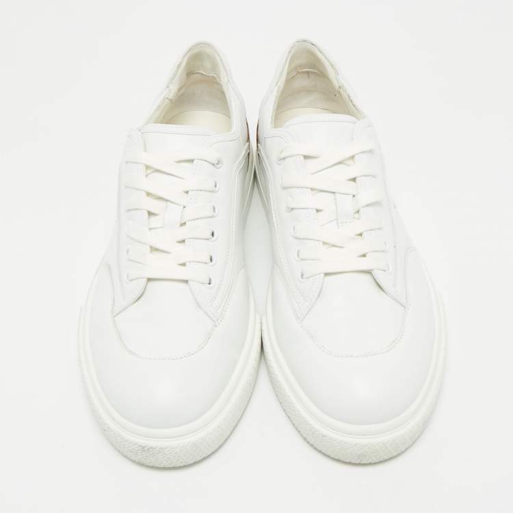 Pre Owned Hermes White/Brown Leather Get Sneakers Size 45