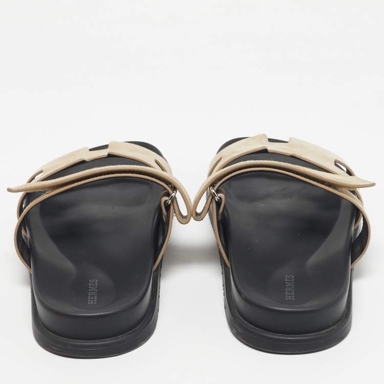 Pre Owned Hermes Beige Suede Chypre Sandals Size 44