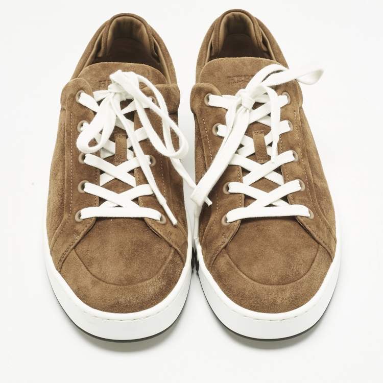 Pre Owned Hermes Brown Suede Kid Sneakers Size 40