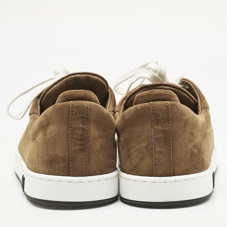 Pre Owned Hermes Brown Suede Kid Sneakers Size 40