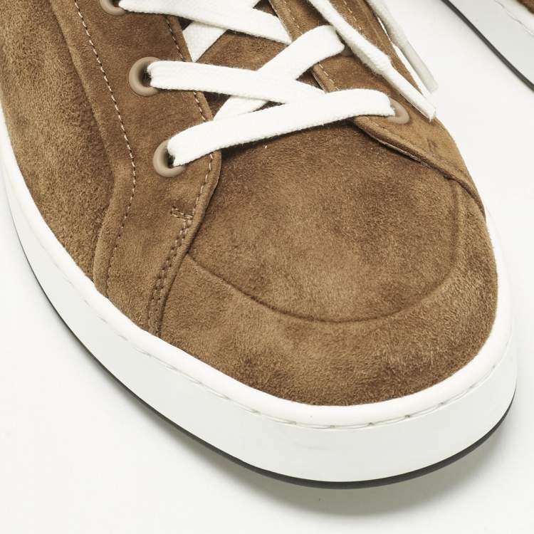 Pre Owned Hermes Brown Suede Kid Sneakers Size 40