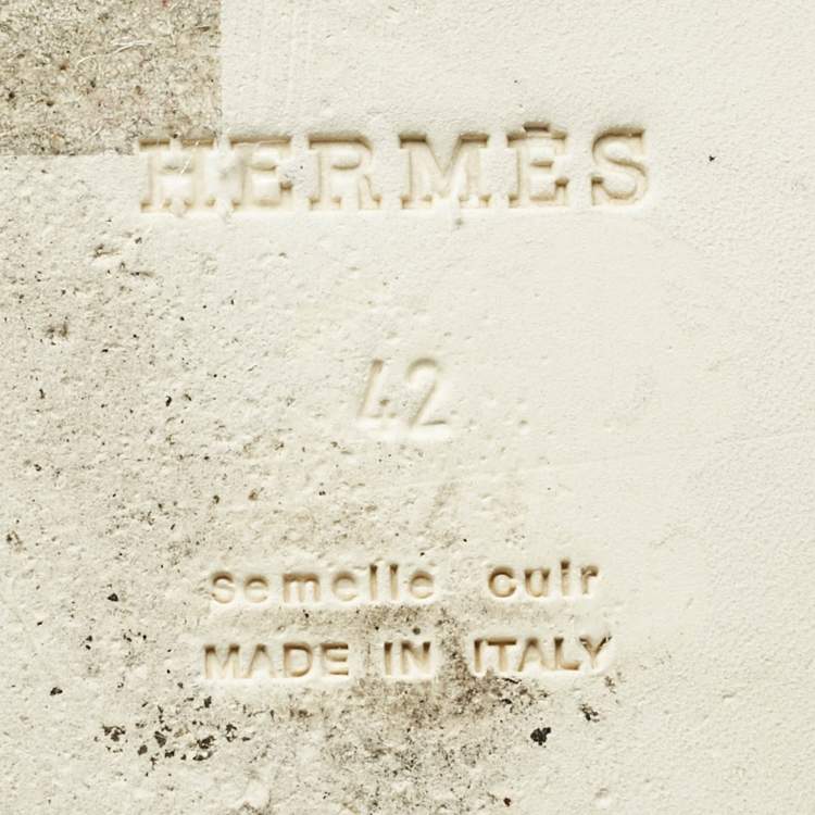 Pre Owned Hermes Yellow Leather Izmir Flat Slides Size 42