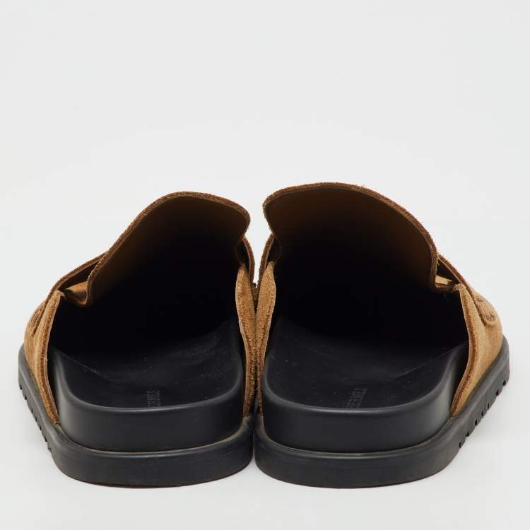 Pre Owned Hermes Brown Suede Go Mules Size 42.5