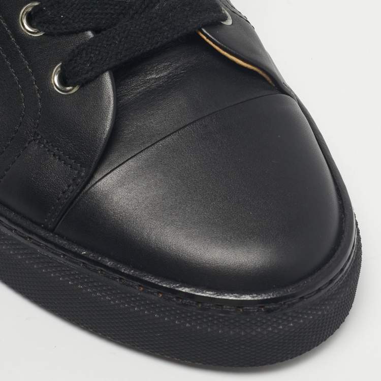 Pre Owned Hermes Black Leather Studded Lennox High Top Sneakers Size 40