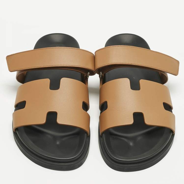 Pre Owned Hermès Brown Leather Chypre Sandals Size 43.5