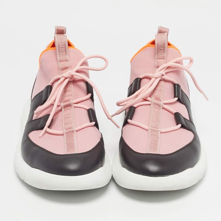 مملوكة مسبقًا Hermes Black Knit Fabric Duel Low Top Sneakers Size 43