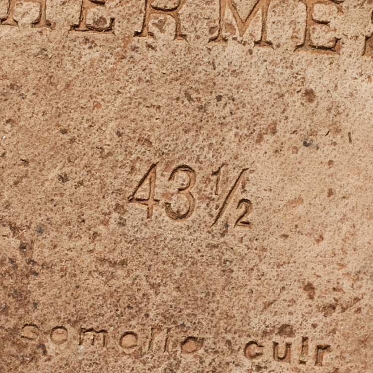 Pre Owned Hermes Blue Leather Izmir Flat Slide Sandals Size 43.5