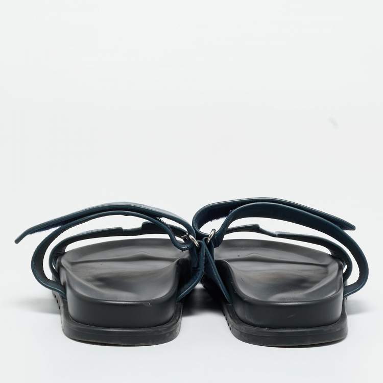 Pre Owned Hermes Dark Blue Suede Chypre Sandals Size 41.5