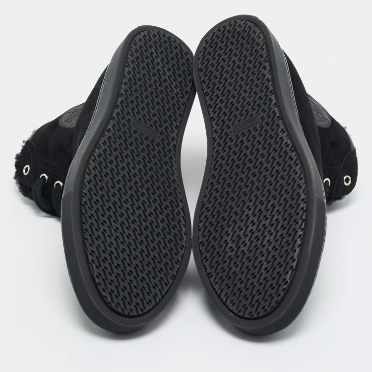 Pre Owned Hermes Black Leather and Suede Jimmy High Top Sneakers Size 41