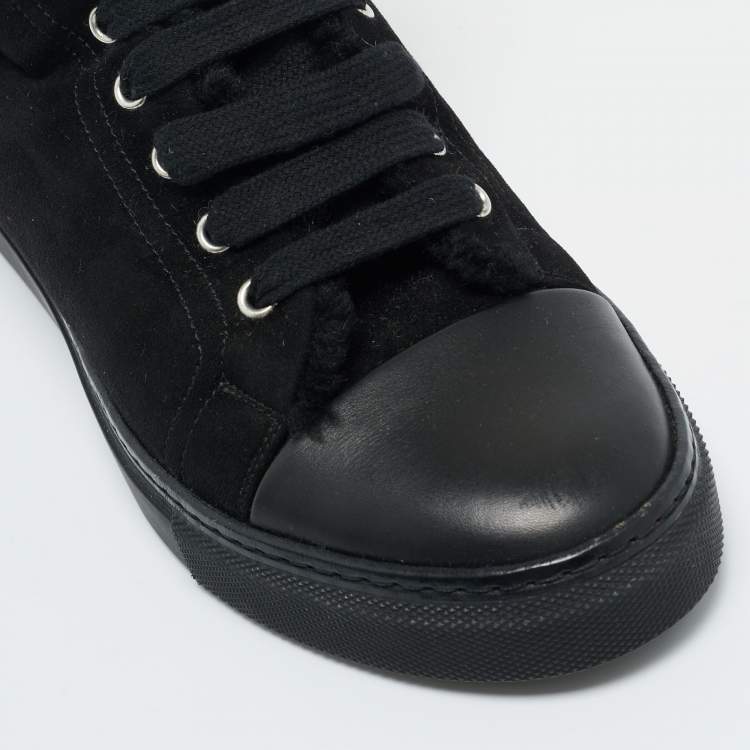 Pre Owned Hermes Black Leather and Suede Jimmy High Top Sneakers Size 41