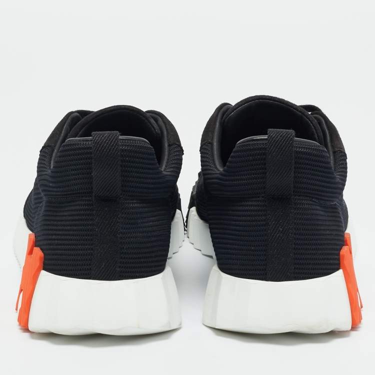 Pre Owned Hermes Black Mesh and Suede Bouncing Lace Up Sneakers Size 43.5