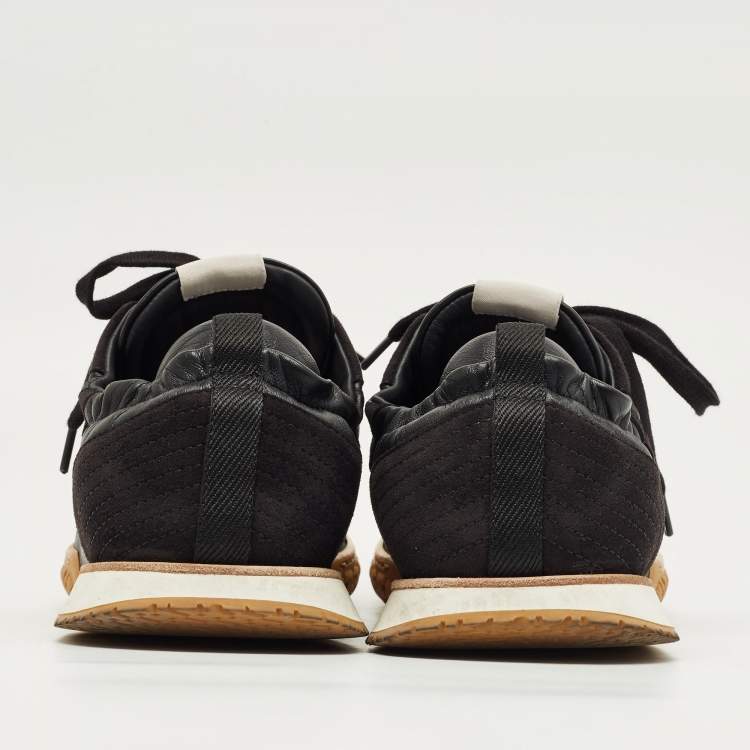 Pre Owned Hermes Black Leather and Suede Jet Sneakers Size 42