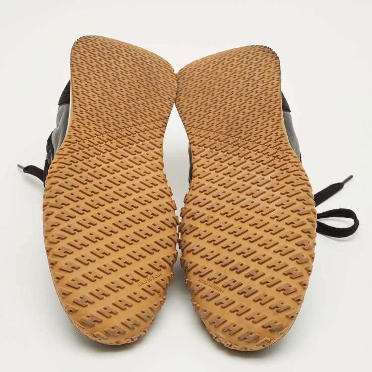 Pre Owned Hermes Black Leather and Suede Jet Sneakers Size 42