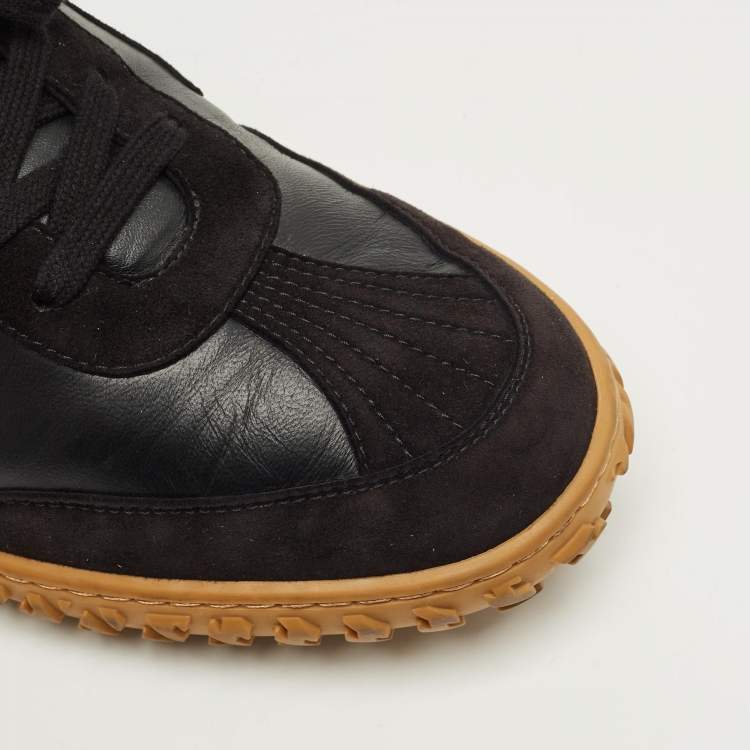 Pre Owned Hermes Black Leather and Suede Jet Sneakers Size 42