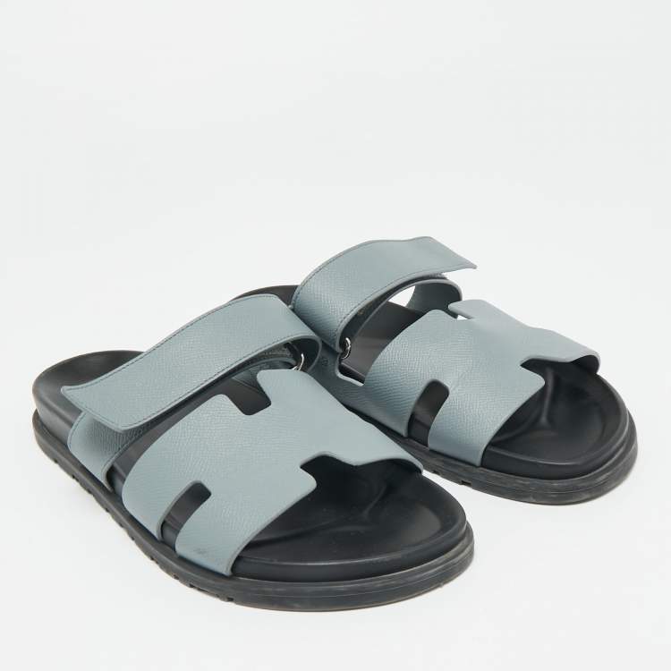 Pre Owned Hermes Blue Leather Chypre Sandals Size 41