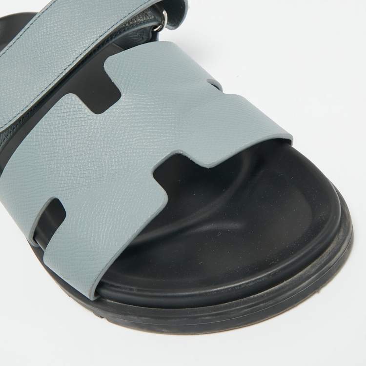 Pre Owned Hermes Blue Leather Chypre Sandals Size 41