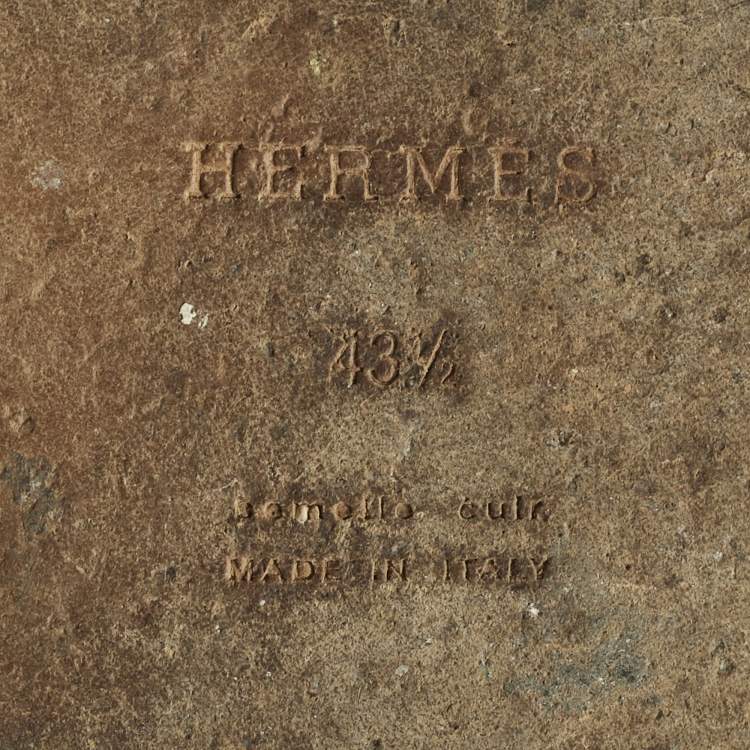 مملوكة مسبقًا Hermes Navy Blue Leather Izmir Flat Slide Size 43.5