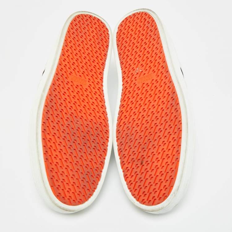 Pre Owned Hermes White Leather Boomerang Lace Up Sneakers Size 43