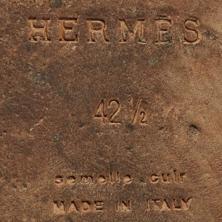 مملوكة مسبقًا Hermes Izmir Size 42.5 Black Ostrich Leather Slide Sandals