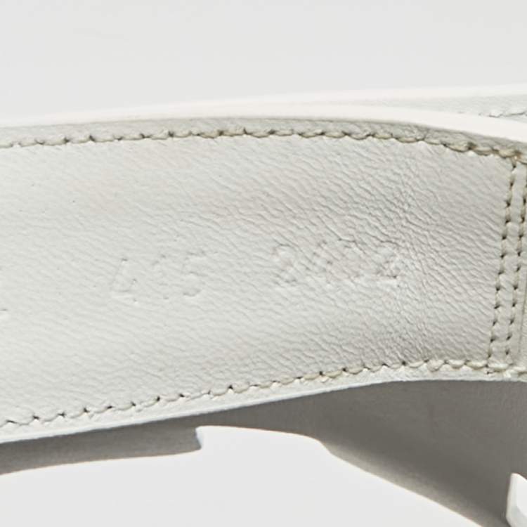 Pre Owned Hermes Chypre Size 41.5 White Leather Flat Slide