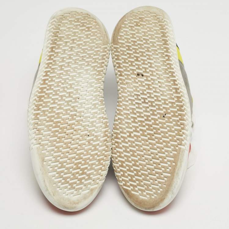 Pre Owned Hermes Vitesse Size 43.5 Multicolor Leather and Suede Lace Up Sneakers