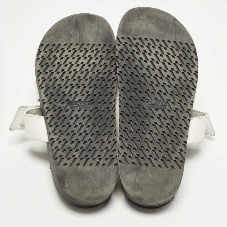 Pre Owned صندل شيبر هيرمس جلد أبيض مقاس 39