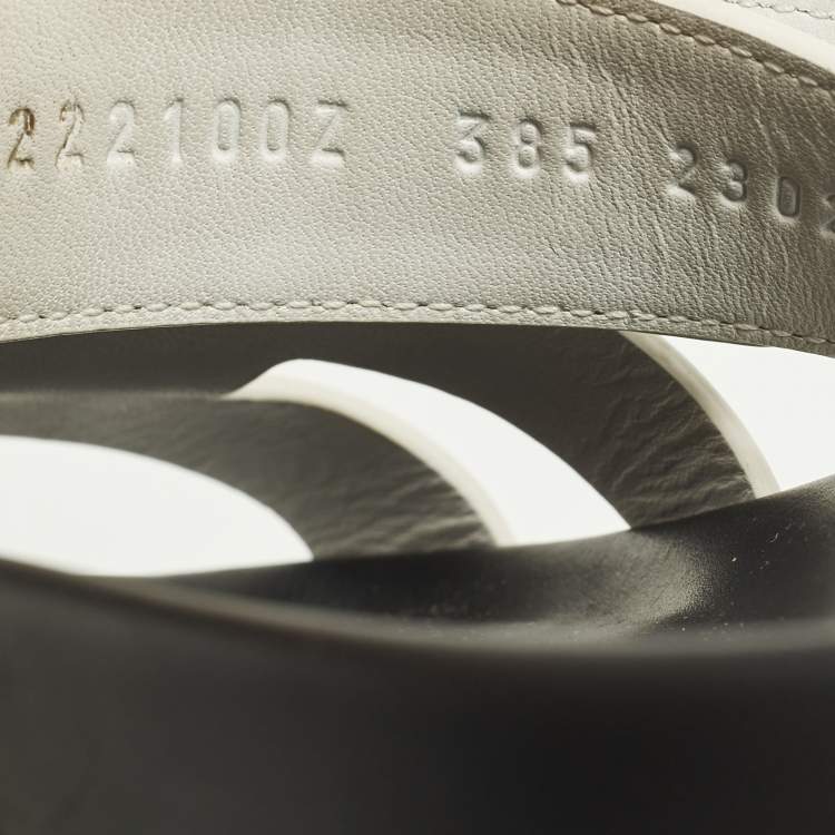 Pre Owned صندل شيبر هيرمس جلد أبيض مقاس 39