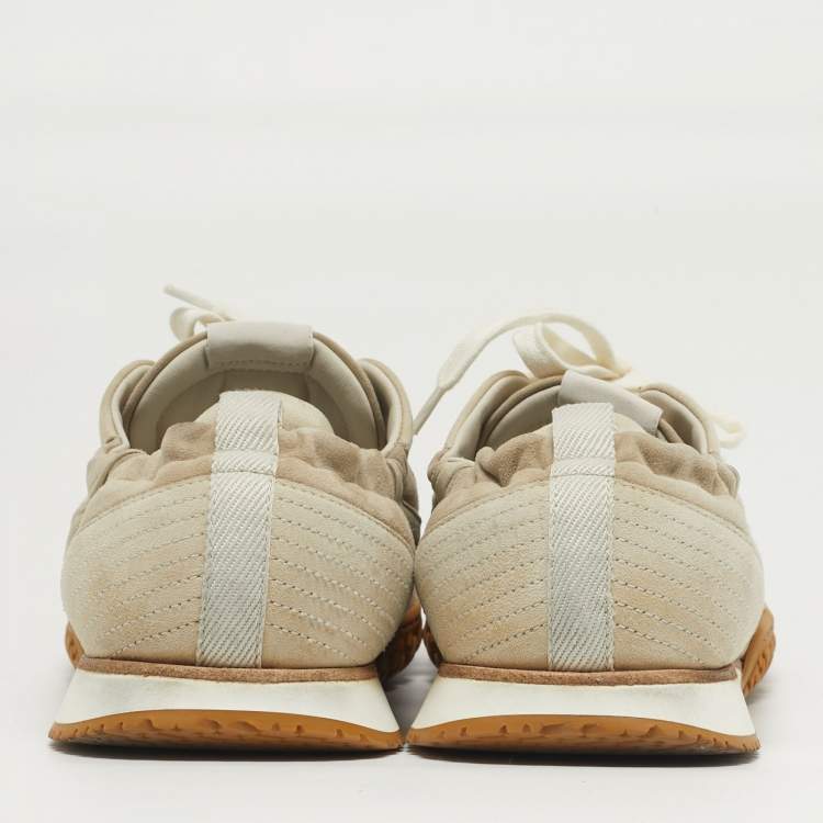 Pre Owned Hermès Jet Size 40 Beige Suede Lace Up Sneakers