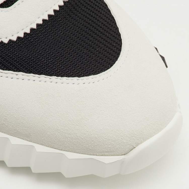 Pre Owned Hermes Bouncing Size 42 Black/Off White Mesh and Suede Sneakers