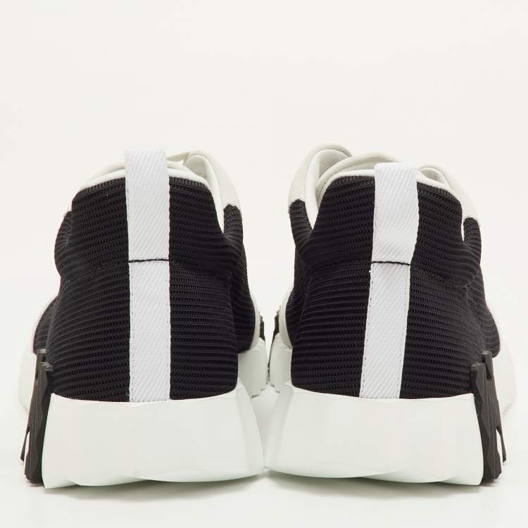 Pre Owned Hermes Bouncing Size 42 Black/Off White Mesh and Suede Sneakers