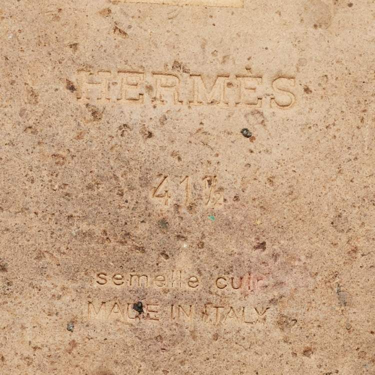 Pre Owned Hermes Izmir Size 42.5 Navy Blue Leather Slide Sandals