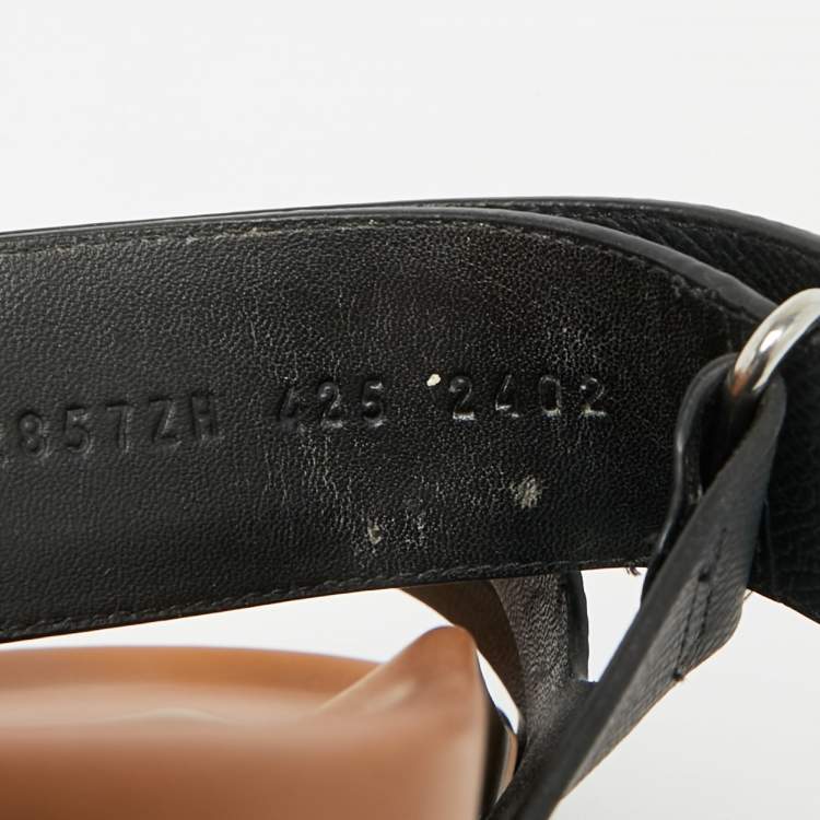 Pre Owned Hermes Chypre Size 42.5 Black Leather Slide Sandals