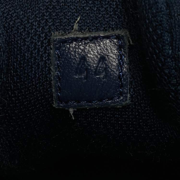 Pre Owned Hermes Team Size 44 Navy Blue Fabric and Leather Low Top Sneakers