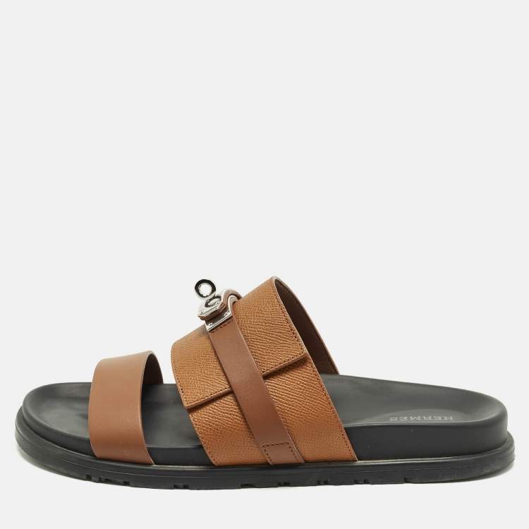 Pre Owned Hermès Jackson Size 41 Brown Leather Flat Slide