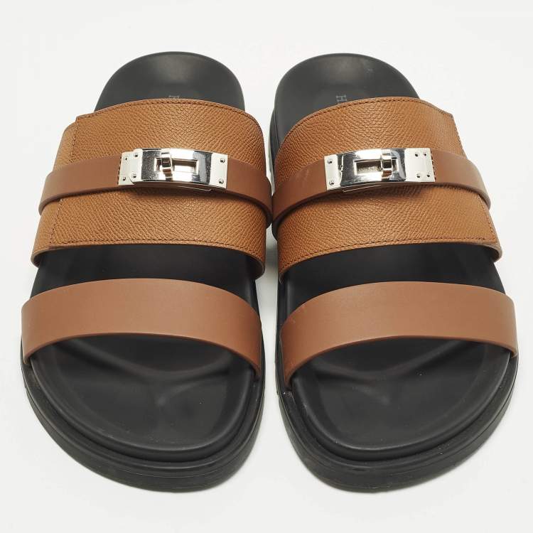 Pre Owned Hermès Jackson Size 41 Brown Leather Flat Slide