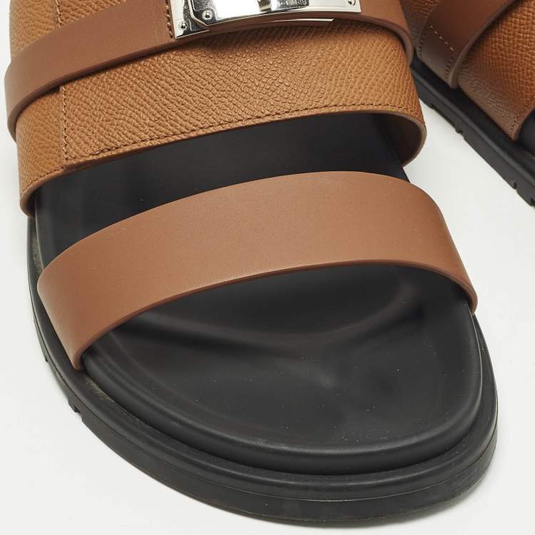 Pre Owned Hermès Jackson Size 41 Brown Leather Flat Slide