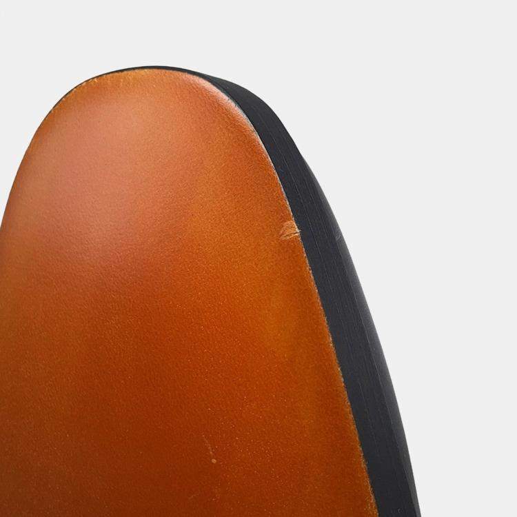 Pre Owned Hermes Side Gore Short Boots Brogue (Perforated) Black Leather Size 43