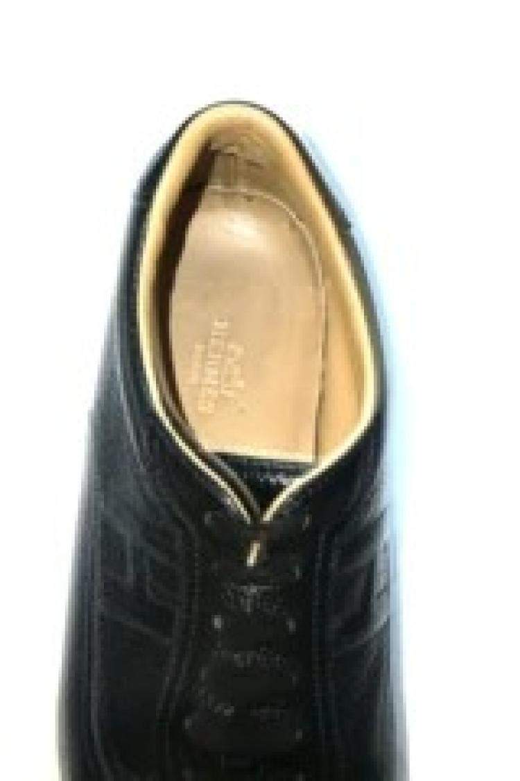 Pre Owned Hermes Black Leather Quick Lace Up Sneakers Size 42