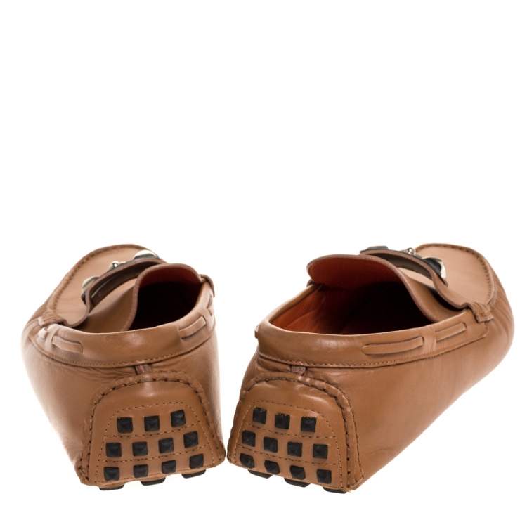 Pre Owned Hermes Brown Leather Irving Loafer Size 42.5
