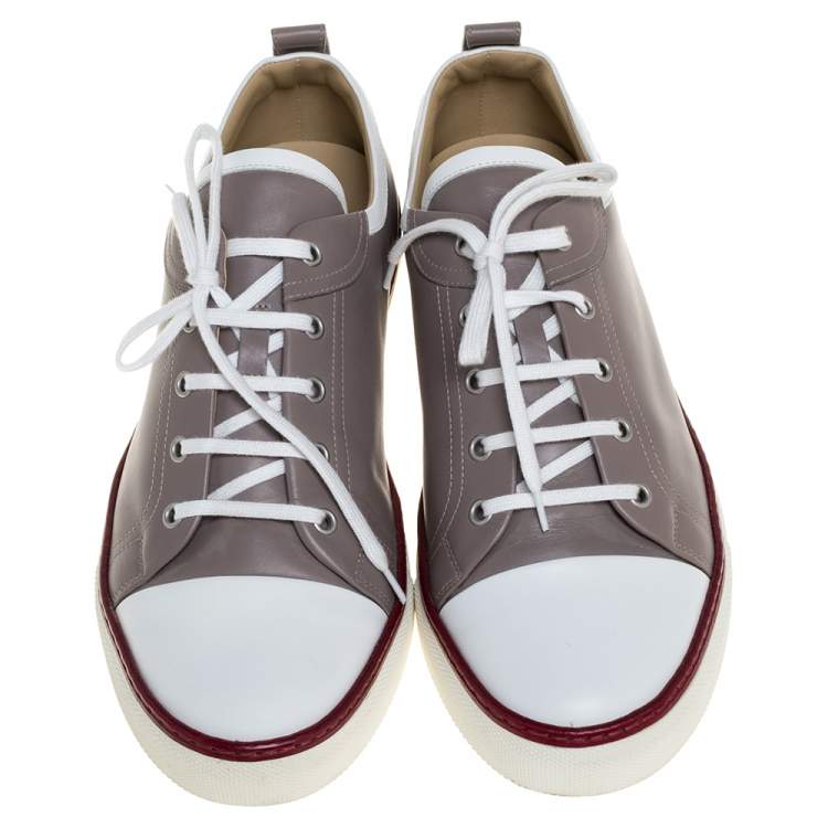 Pre Owned Hermes Grey/White Leather Giocco Low Top Sneakers Size 44.5