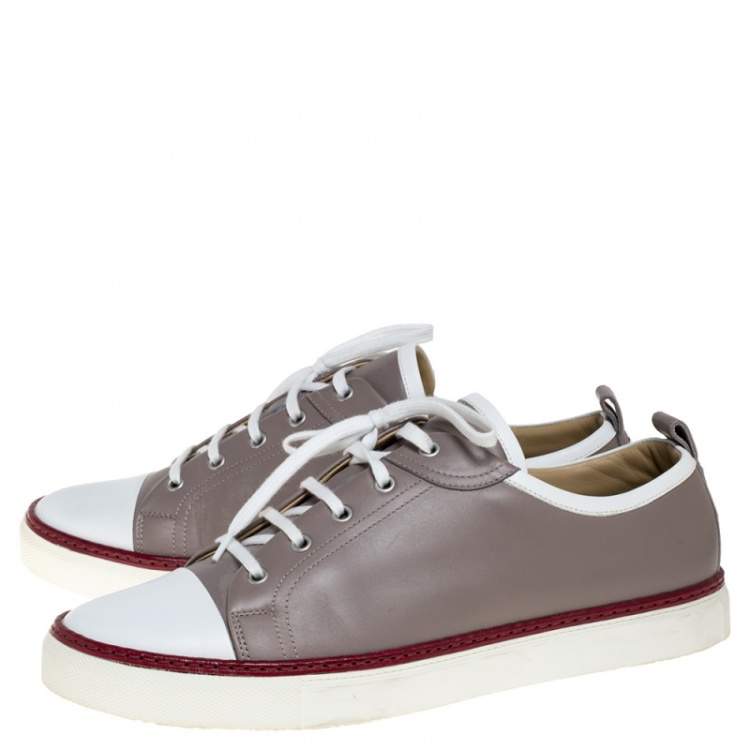 Pre Owned Hermes Grey/White Leather Giocco Low Top Sneakers Size 44.5