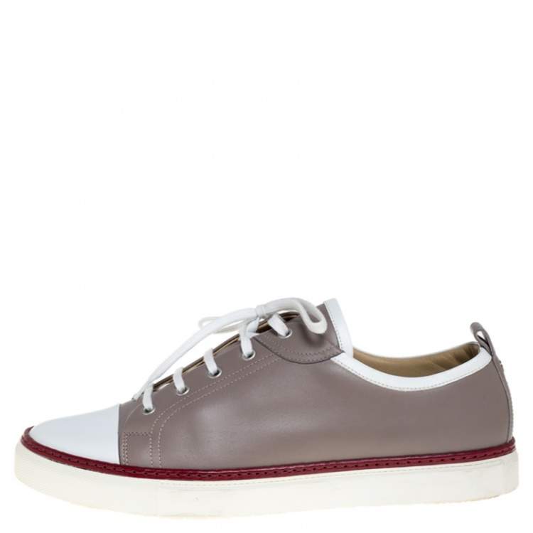 Pre Owned Hermes Grey/White Leather Giocco Low Top Sneakers Size 44.5