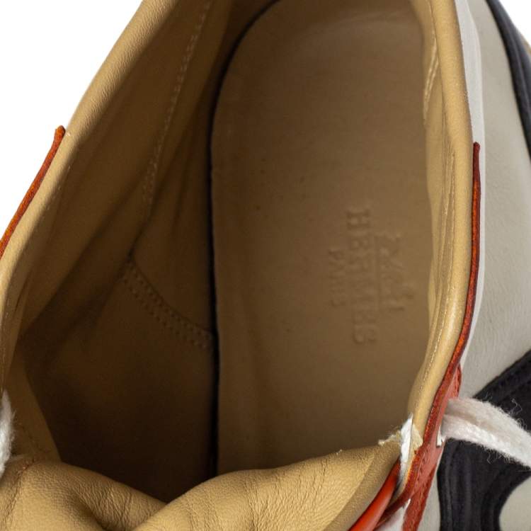 Pre Owned Hermes Tri Color Leather Quantum High Top Sneakers Size 45