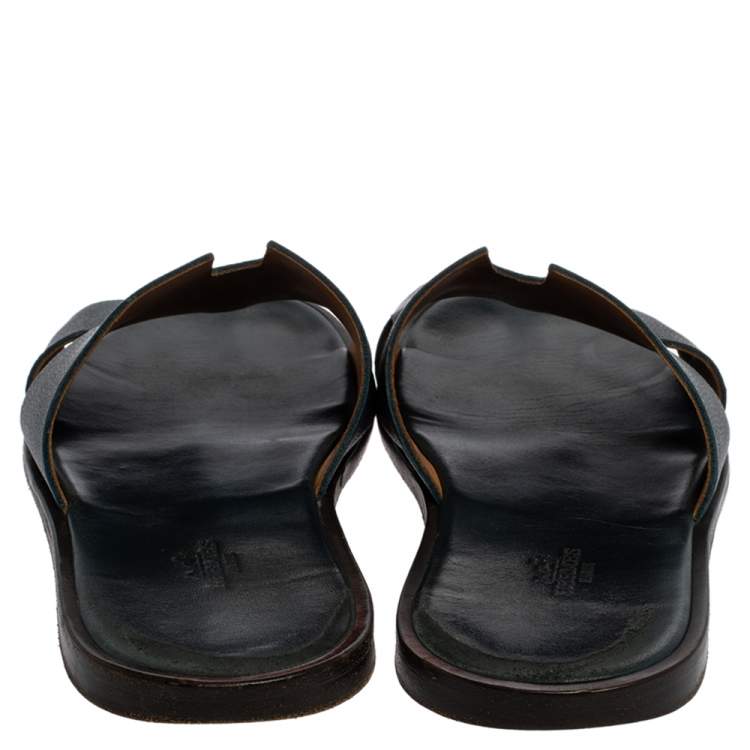Pre Owned Hermes Blue Leather Izmir Sandals Size 43